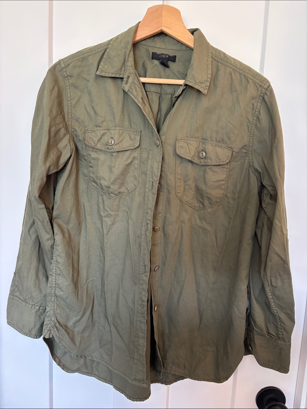 J. Crew Olive Green Button-Front Utility Shirt